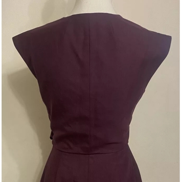 J. Crew Burgundy Wine V-Neck Midi Women's Dress Wool Size 00 NWT - Picture 6 of 10